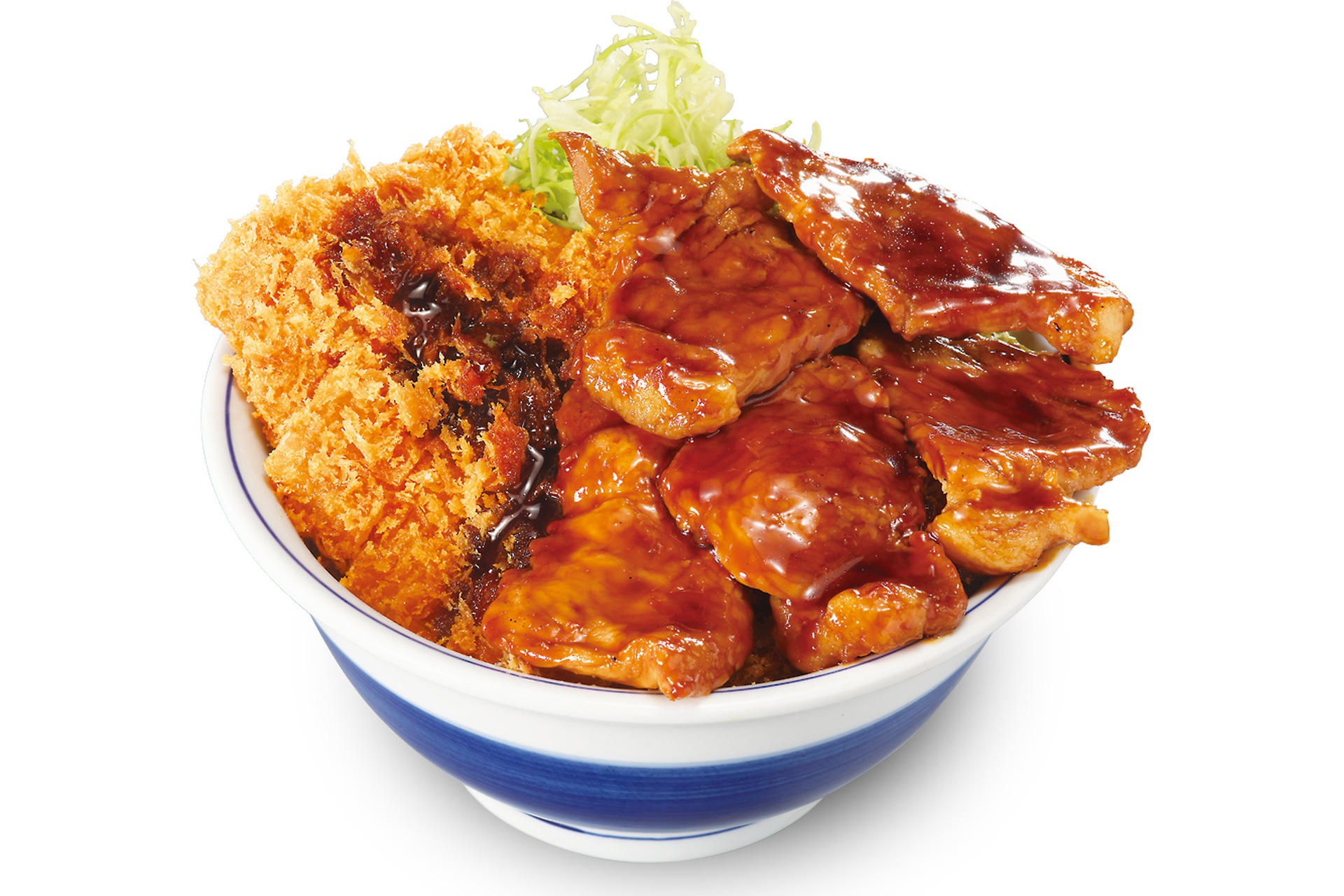 豚丼とロースカツの合い盛り丼