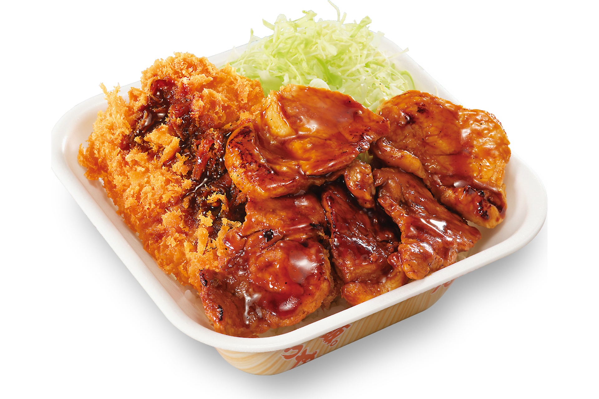 豚丼とロースカツの合い盛り丼弁当
