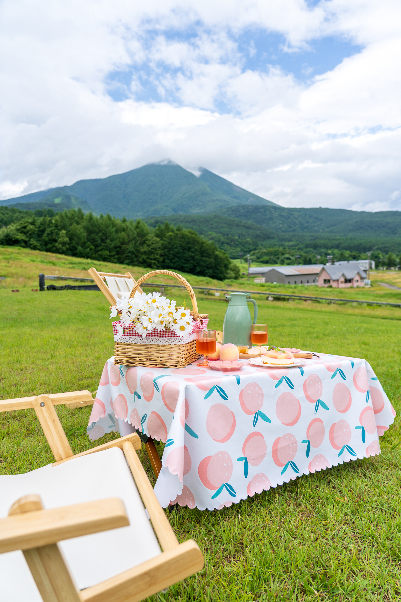 8月31日まで開催している宿泊者限定イベント「はらくっち桃フェス」では、磐梯山のシルエットを望む特等席で、桃づくしのスイーツを味わう癒しのピクニックタイムを過ごせます