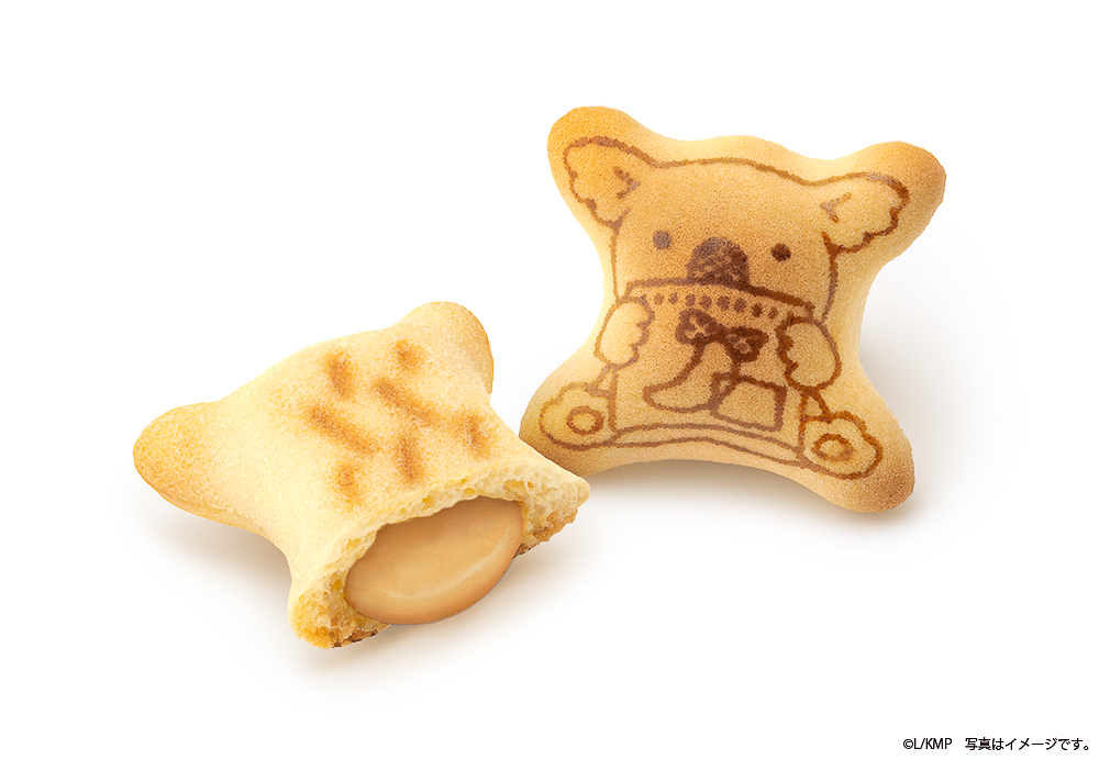 発酵バターが香るビスケットに、キャラメルバナナカスタード味のチョコレートを詰めた