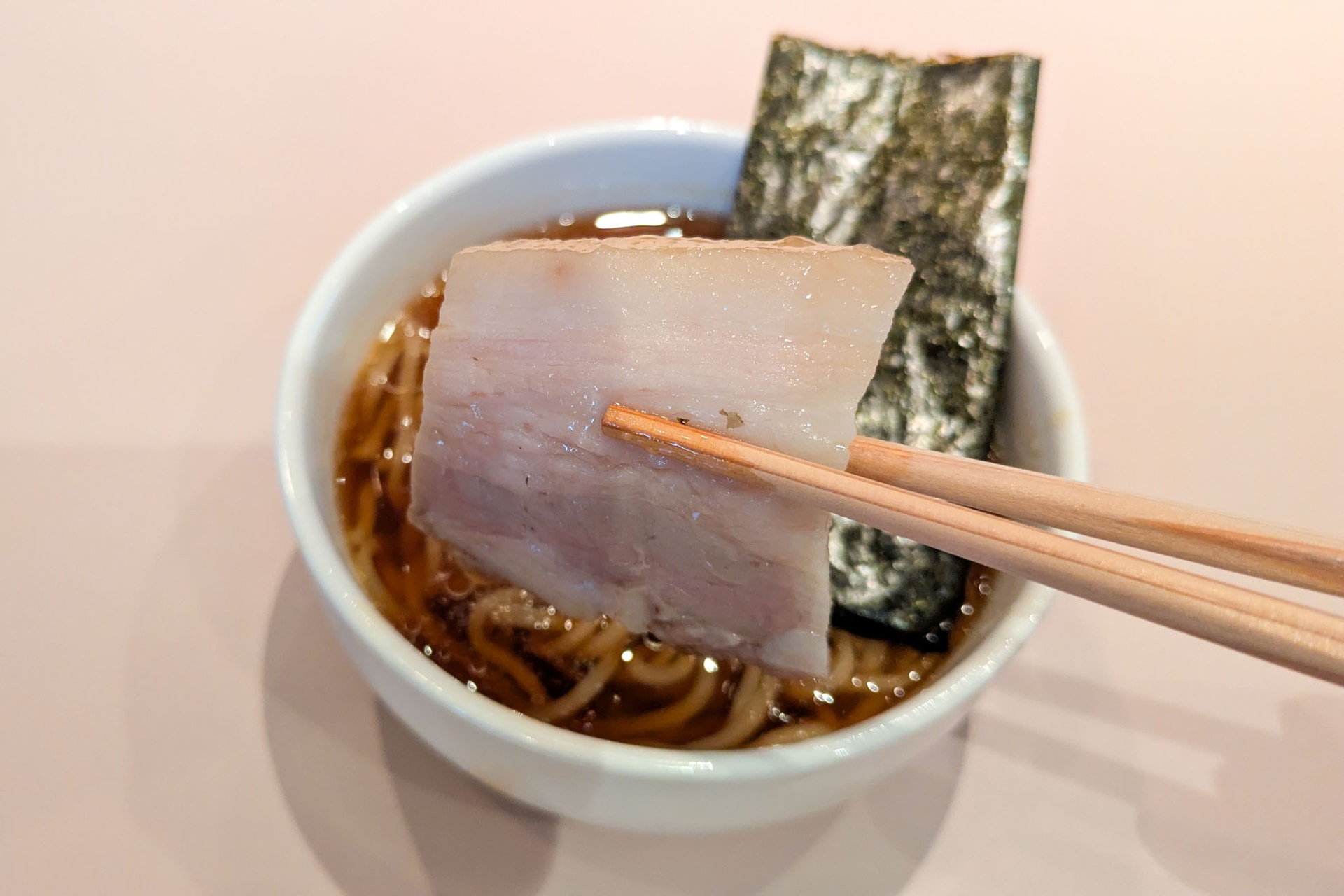 試食で提供されたらぁ麺。驚くほどおいしい！