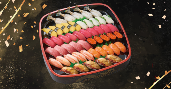 「お盆豪華桶」（5人前50貫、8278円）