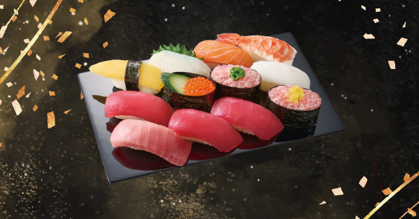 「本まぐろ中とろ入り 特選まぐろ盛」（1490円）