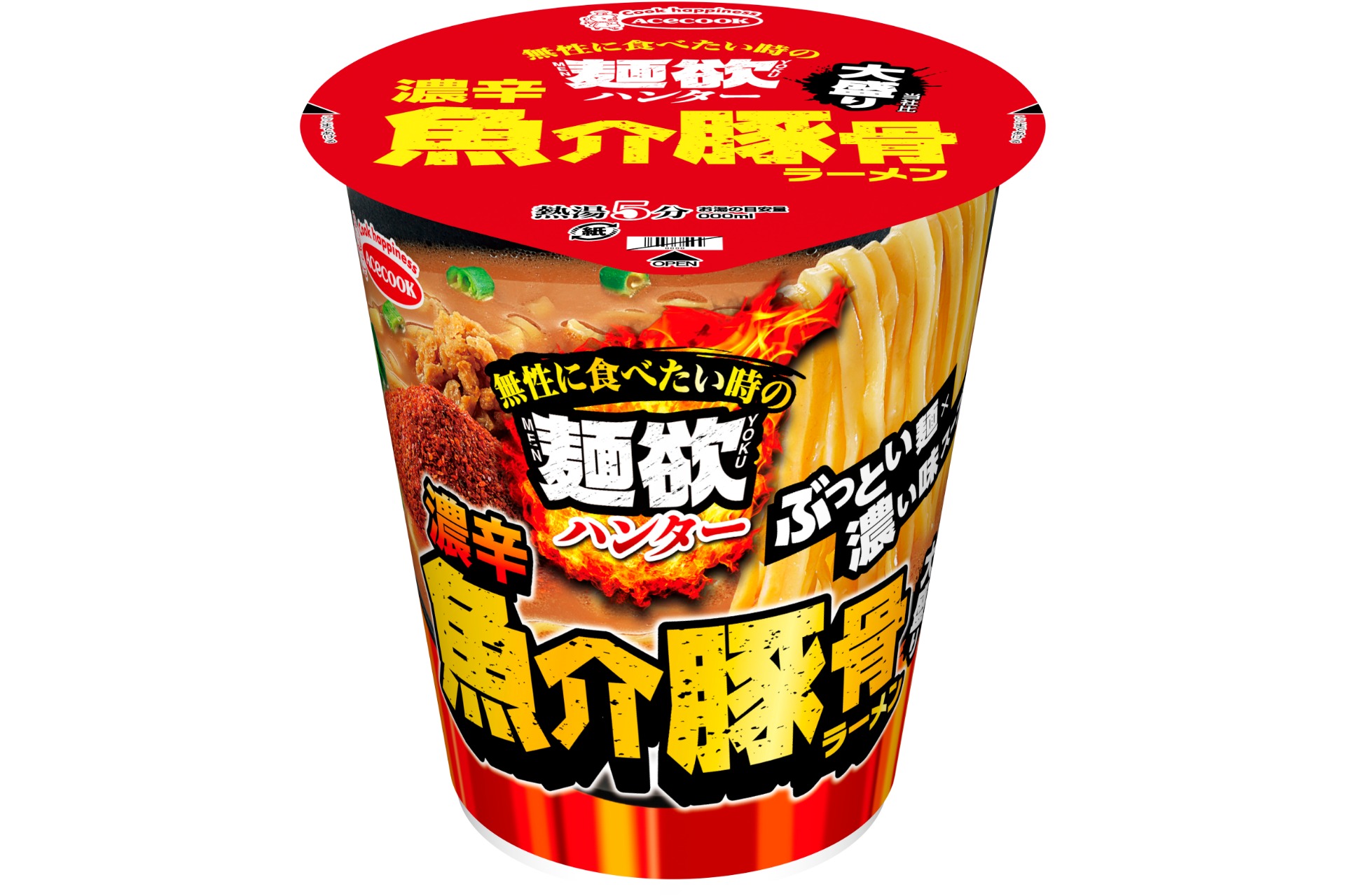 エースコック「麺欲ハンター 濃辛魚介豚骨ラーメン 大盛り」