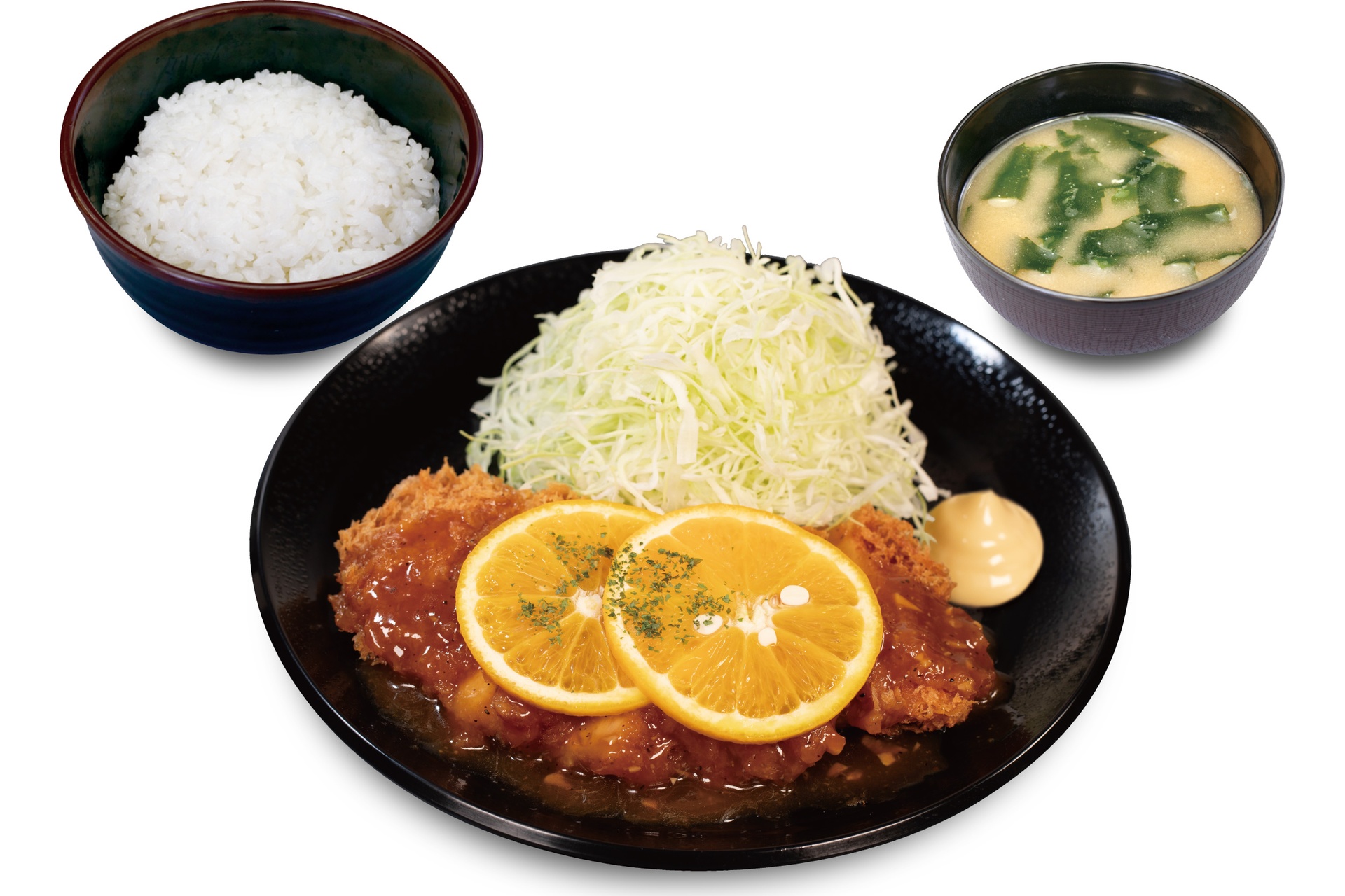 オレンジソース肉厚チキンムネかつ定食