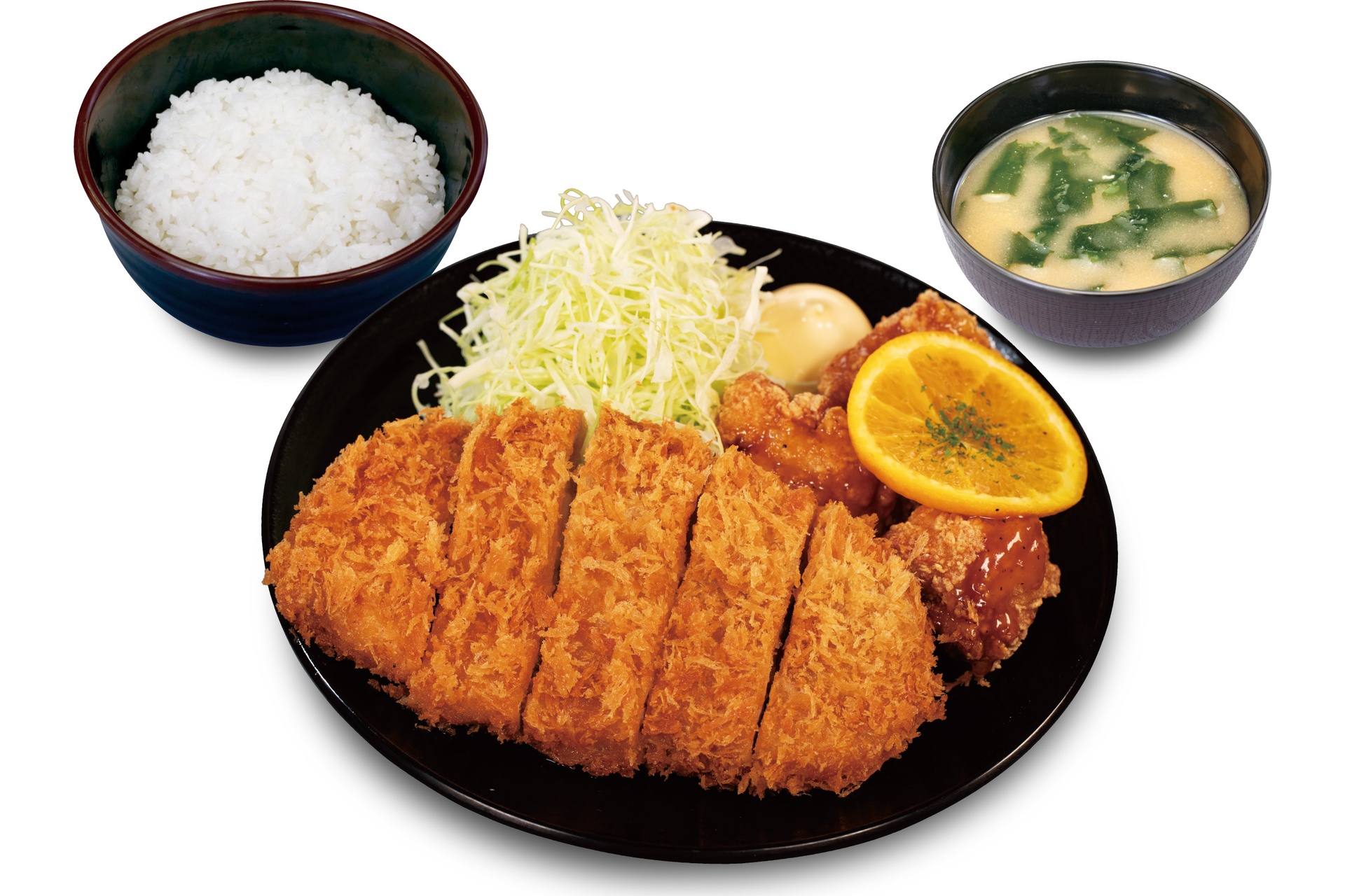ロースかつ＆オレンジソース唐揚げ（3個）定食