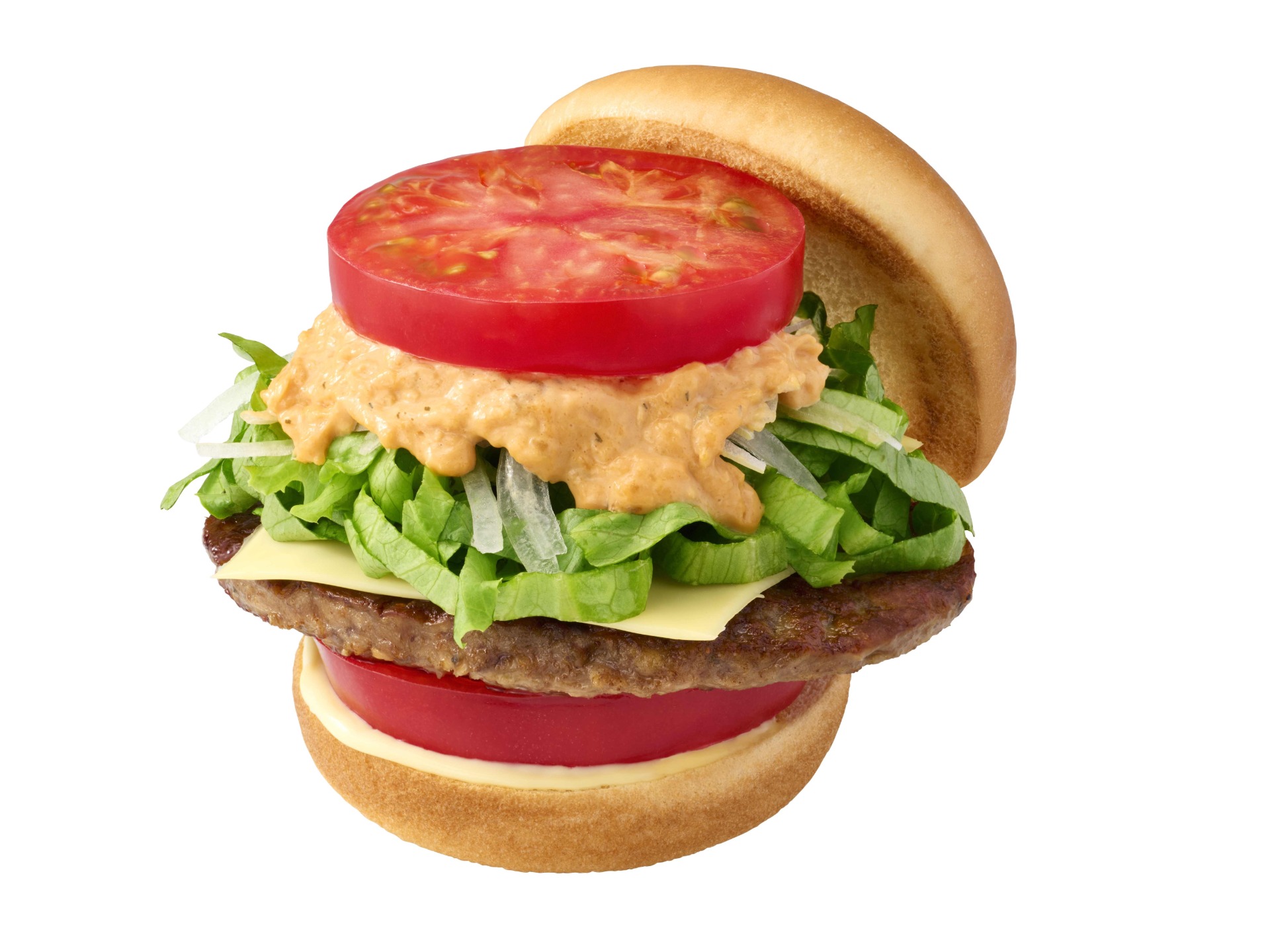 「とびきり 大盛りトマト モス野菜チーズバーガー」（920円）