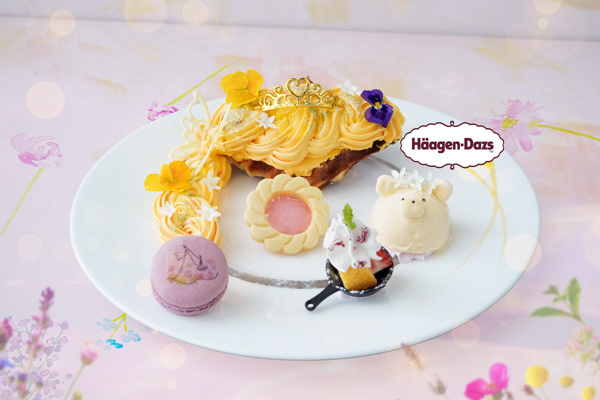 クロッフルプレート with ハーゲンダッツ アイスクリーム～ラプンツェルと花冠クマのスイートガーデン～