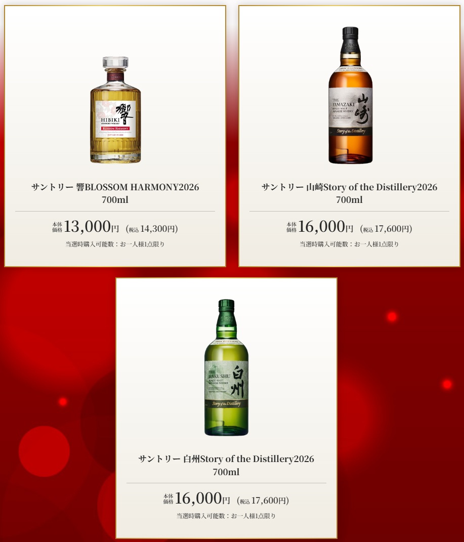 抽選販売の対象となっている3種