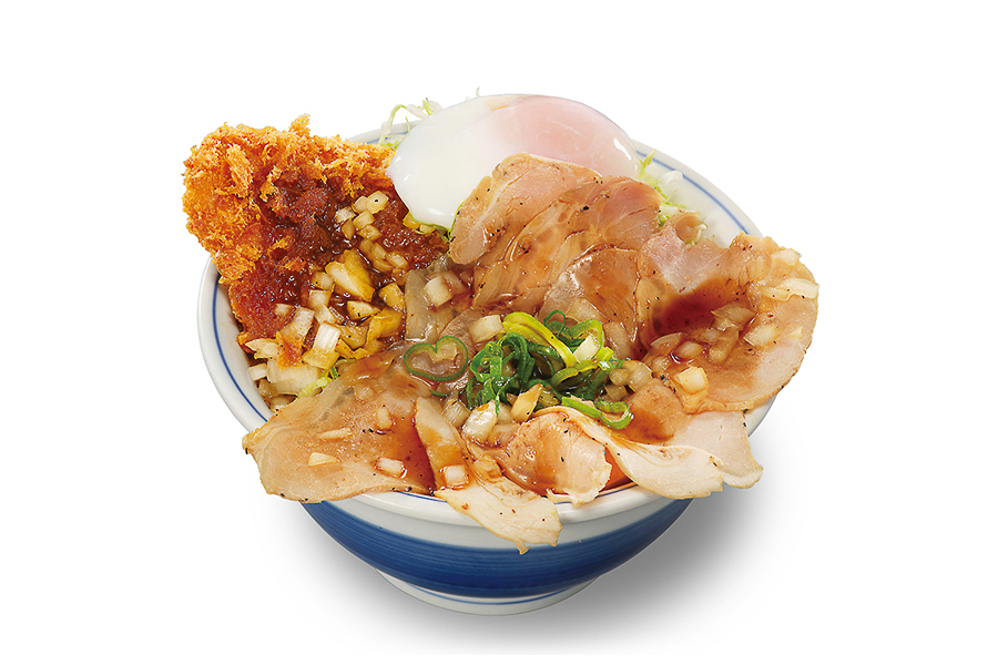 ローストポークとロースカツの合い盛り丼（温たま付）