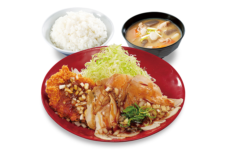 ローストポークとロースカツの合い盛り定食