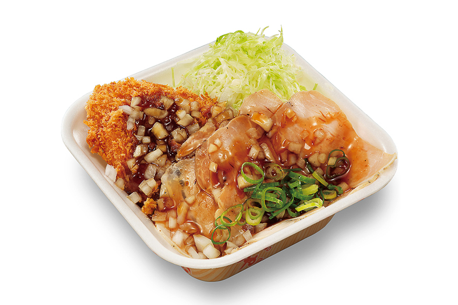 ローストポークとロースカツの合い盛り丼弁当