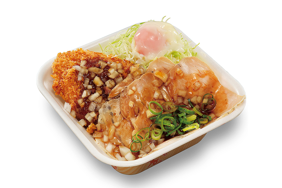 ローストポークとロースカツの合い盛り丼弁当（温たま付）