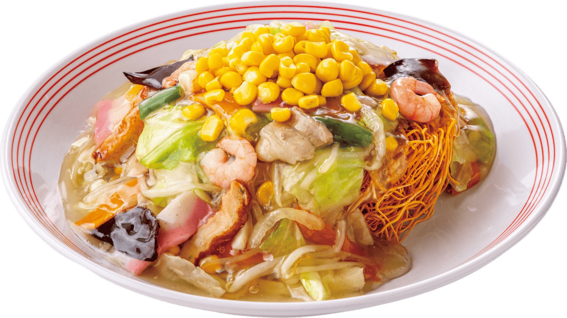 コーン増量の長崎皿うどん