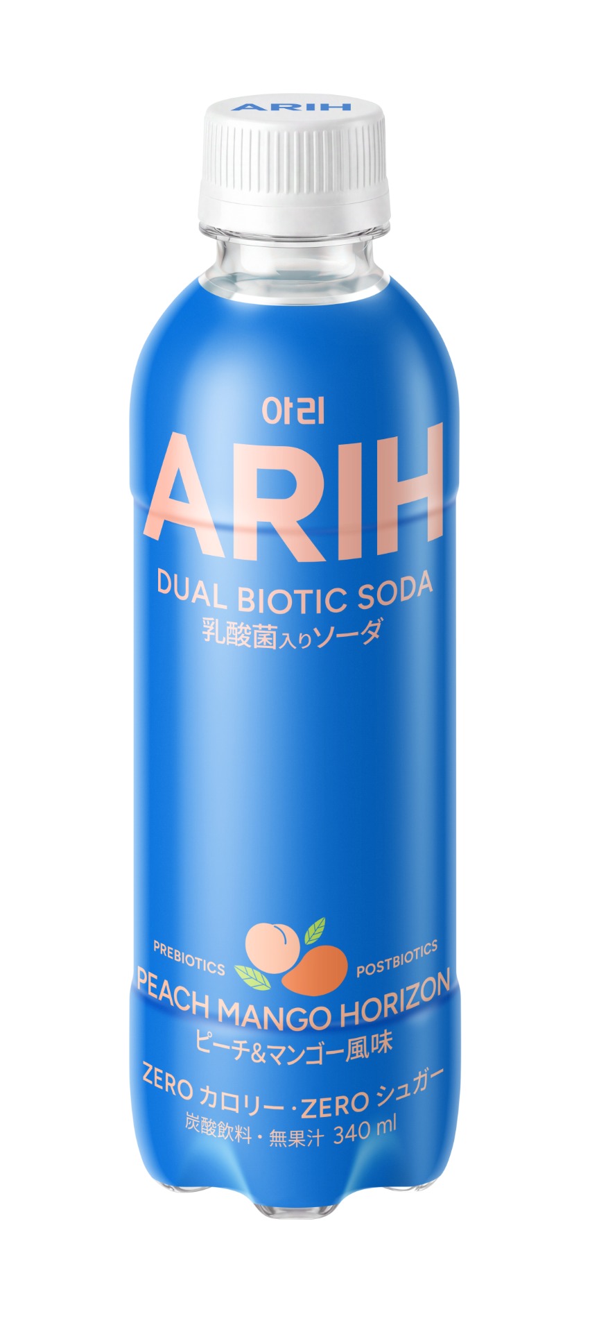 「デュアルバイオティク・ソーダ 乳酸菌入りソーダ ピーチ＆マンゴー風味」（198円・税別）