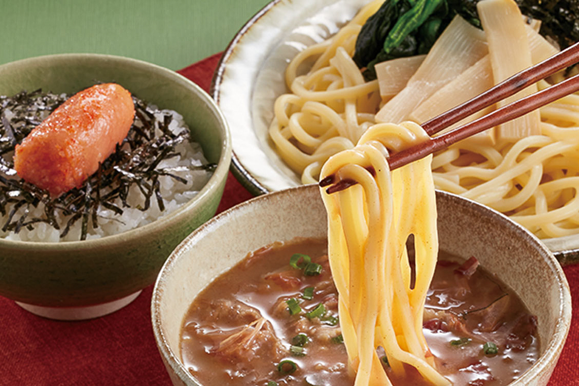 鰹節香る濃厚つけ麺と明太子ご飯