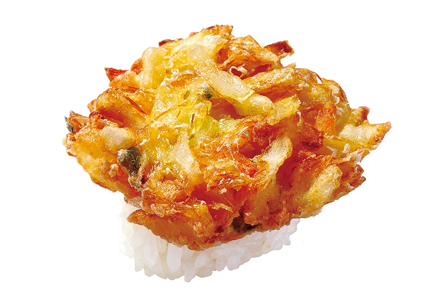 国産野菜と白えびのかき揚げ握り（富山県産 白えび使用）
