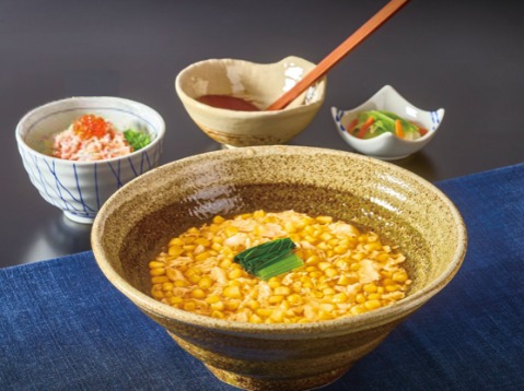 もろこしあんかけうどんと本ずわい蟹ミニ丼