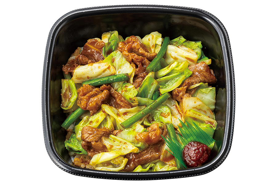 にんにく醤油だれの「牛キャベ丼」