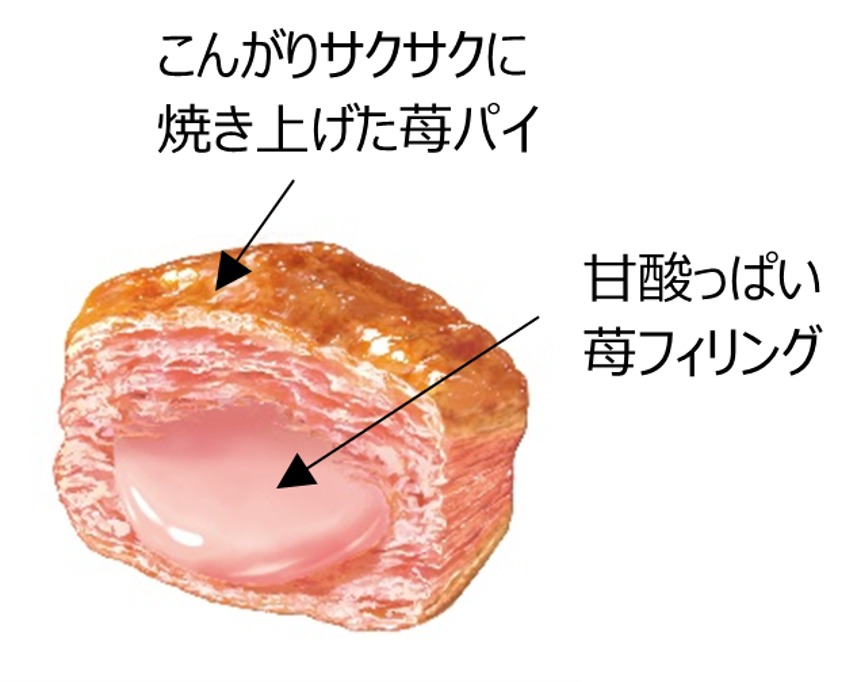 サクサクのパイと苺フィリングを合わせた一粒