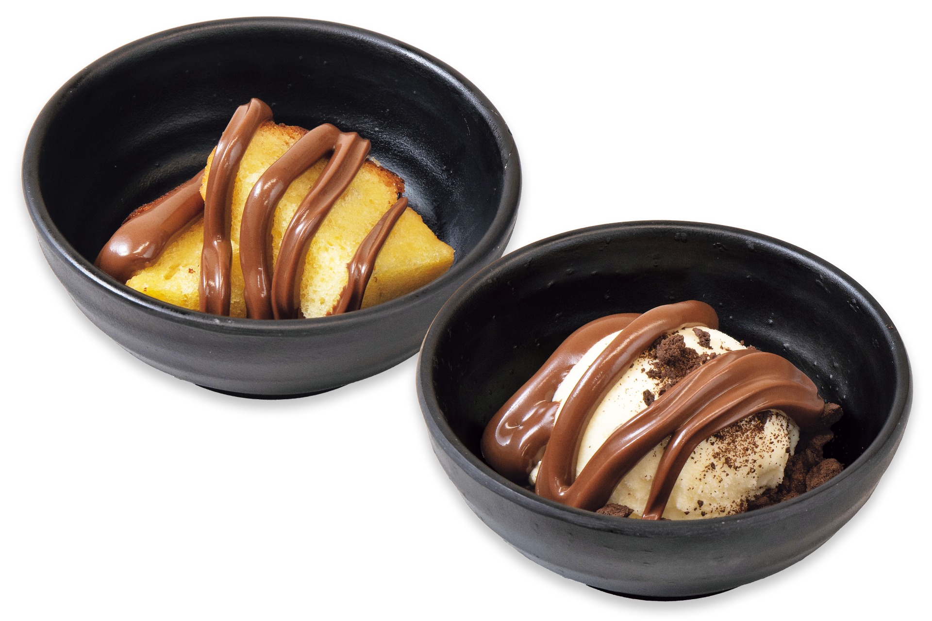 「チョコバナナのパウンドケーキ with ヌテラ」（385円）と「バニラアイス＆ショコラジュエル with ヌテラ」（275円）