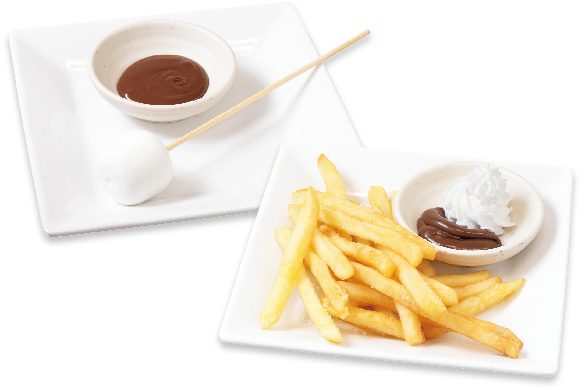 「焼きマシュマロ with ヌテラ」（165円）と「フライドポテト with ヌテラ」（440円）