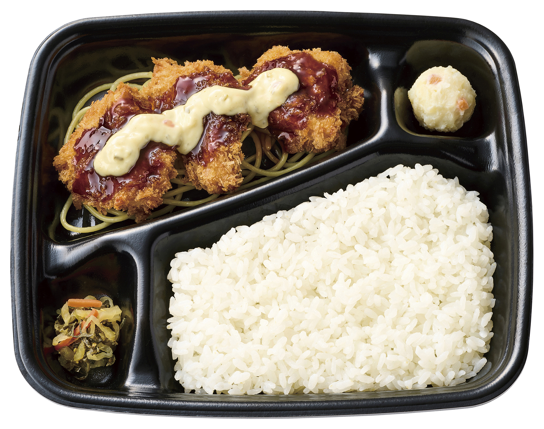 「濃厚ソースとタルタルで味わう！ 3コ入りとりかつタル弁当」（610円～）
