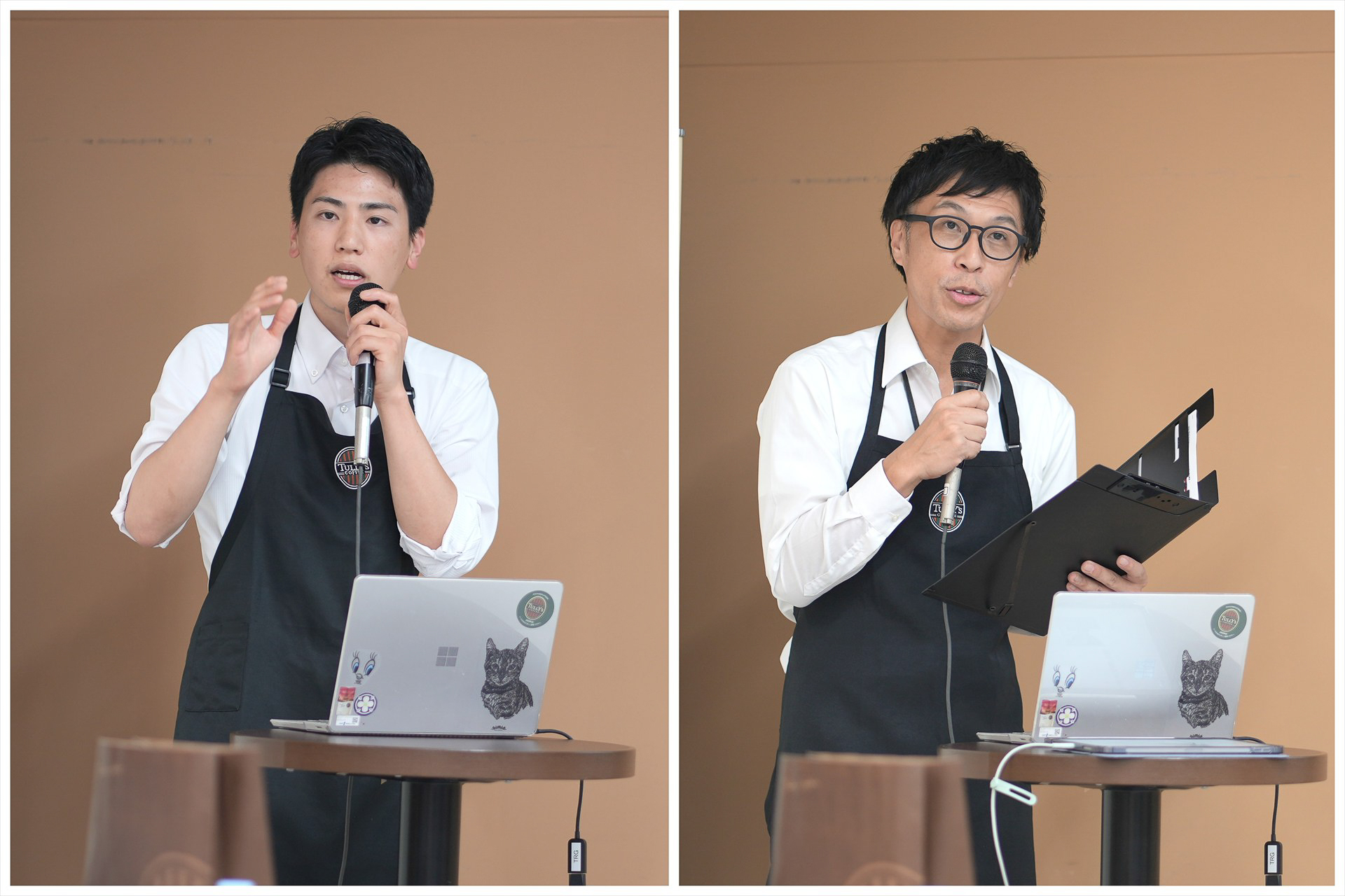 タリーズコーヒージャパン マーケティング本部の小山和輝氏（左）と八木光広氏（右）