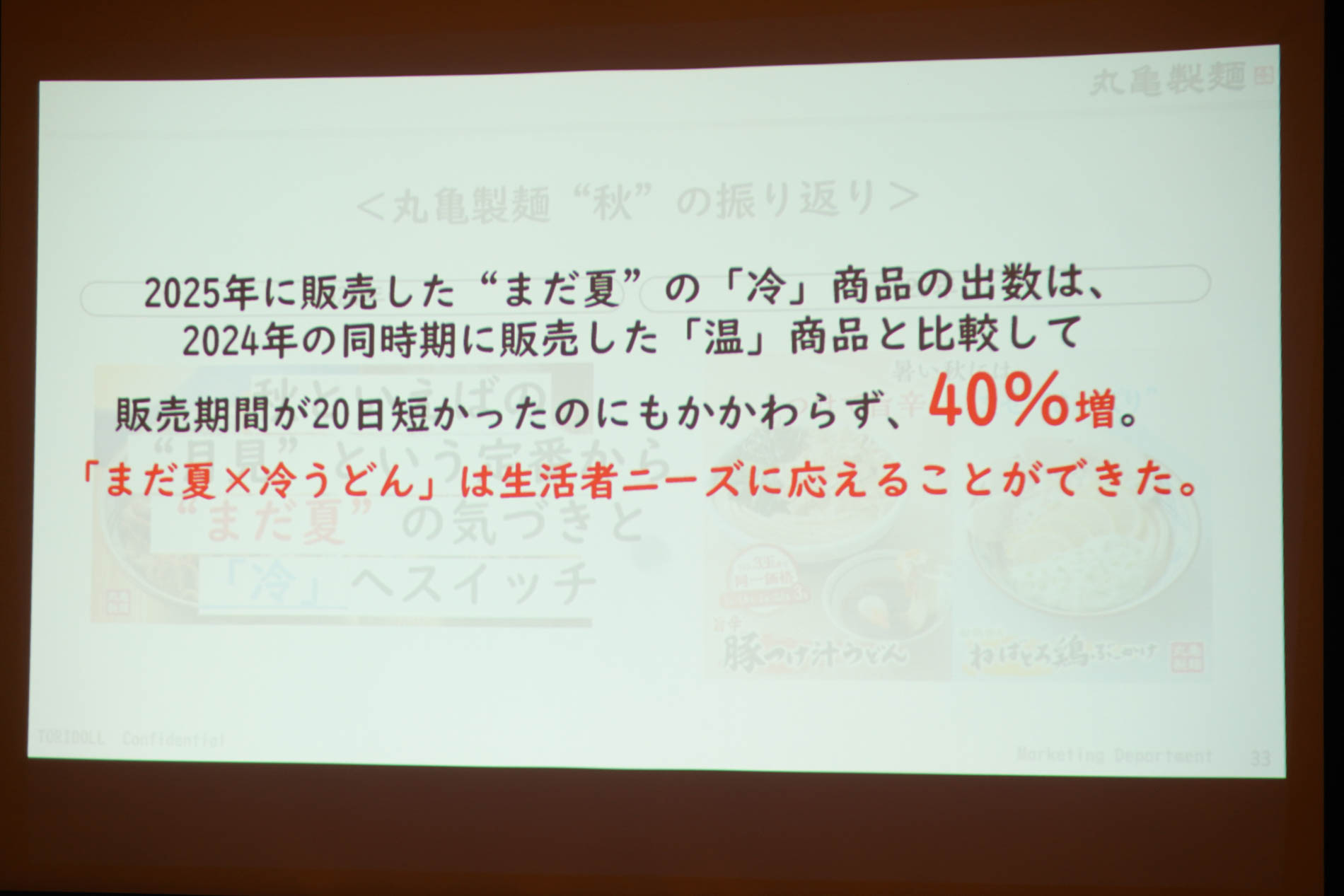 2025年秋に販売した「冷」商品の出数が2024年同時期比で40％増