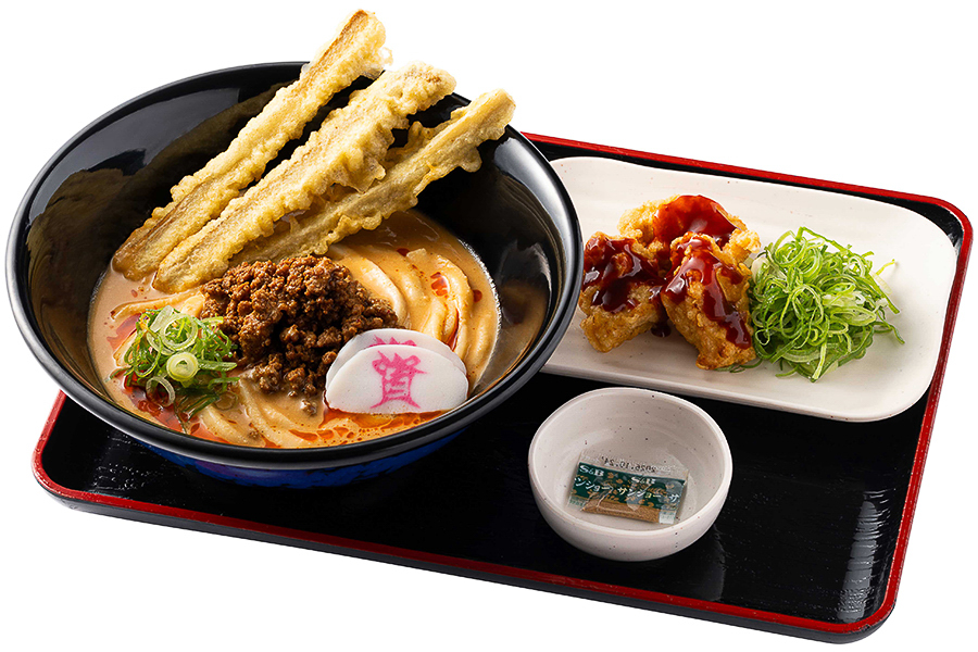 「冷やし担々うどんとヤンニョム鶏天（3個）」（1151円）