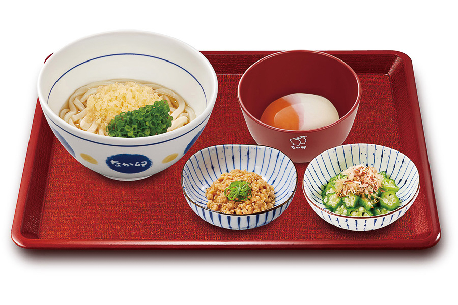 鶏そぼろまぜのっけうどん朝食