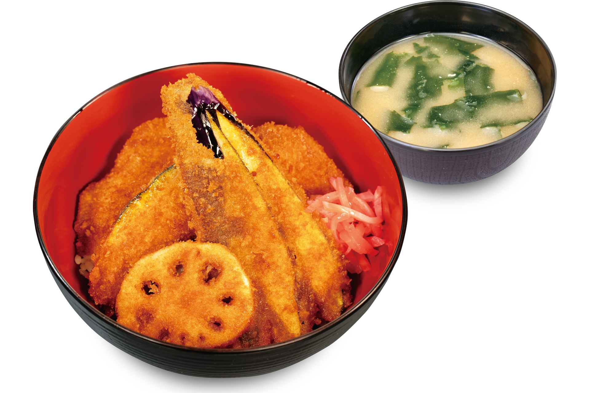 ロースと野菜の合い盛りタレかつ丼
