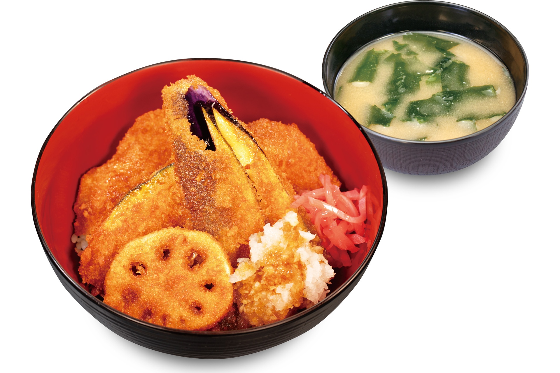 ロースと野菜の合い盛りタレかつ丼トッピング鬼おろし