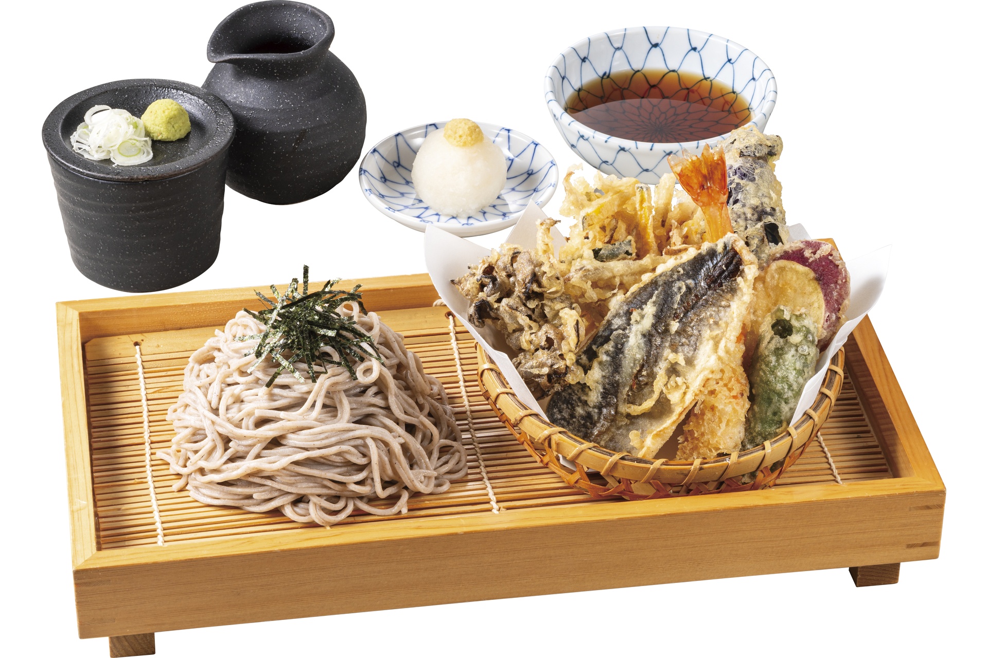 秋鯵天盛りそば