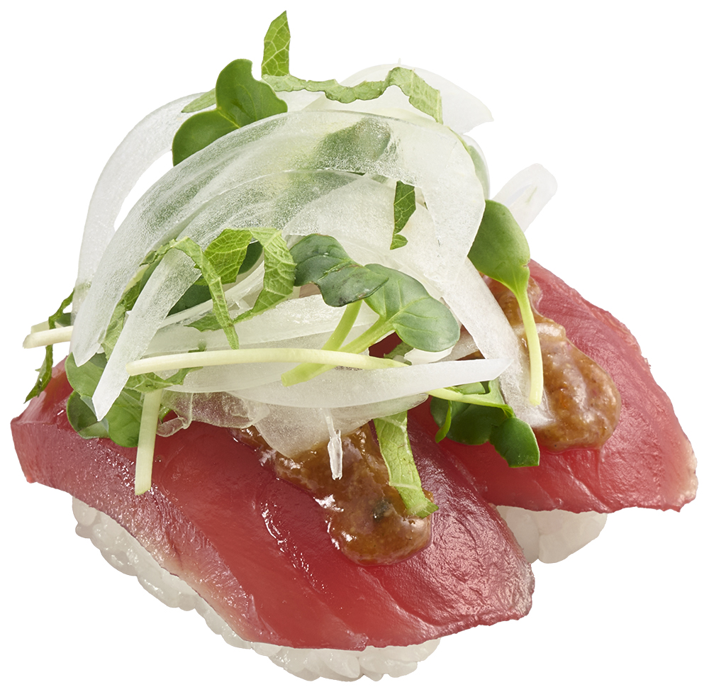 スシロー かつお胡麻担々 香味野菜のせ