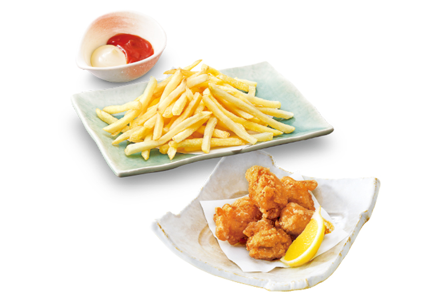 ポテトフライ（ケチャップ＆マヨ）、若鶏の唐揚げ（5個）
