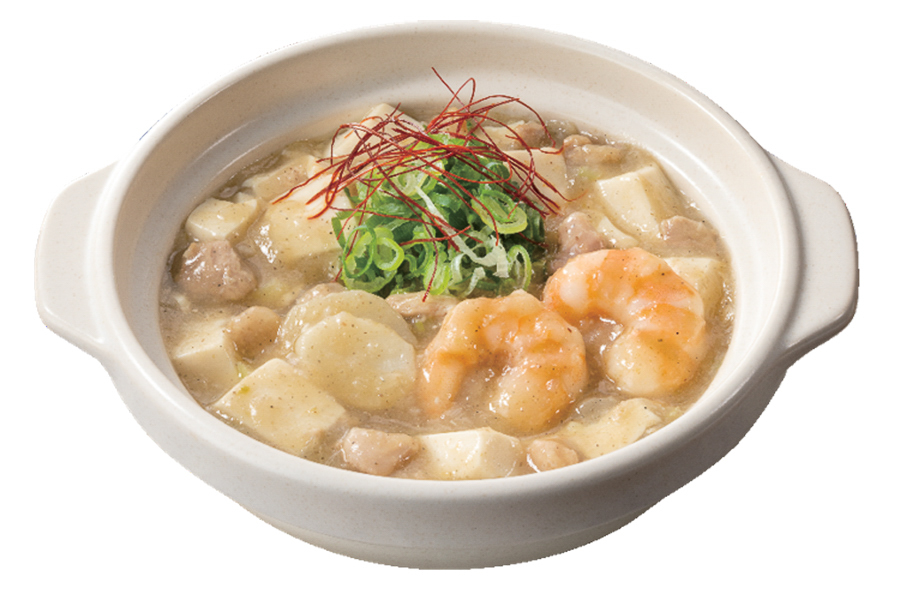 「コク旨！白い麻婆豆腐～海老・中華クワイ・山芋入り～」（879円）