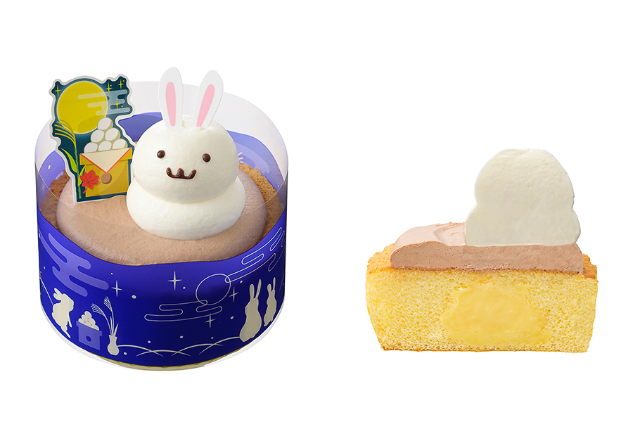 「まんまる月うさぎ」とカットしたシフォンの断面