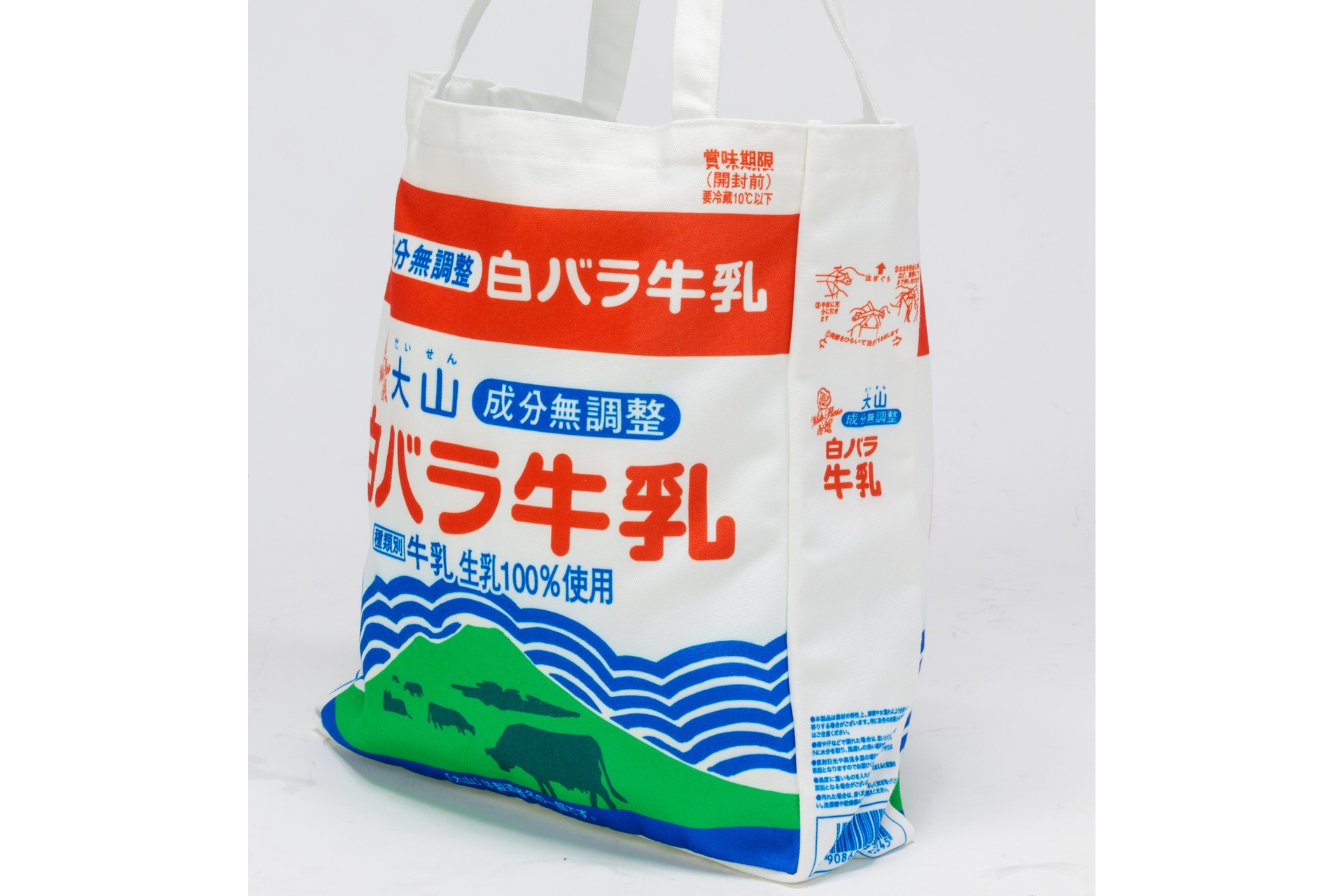 白バラ牛乳1000mlパックトートバッグ
