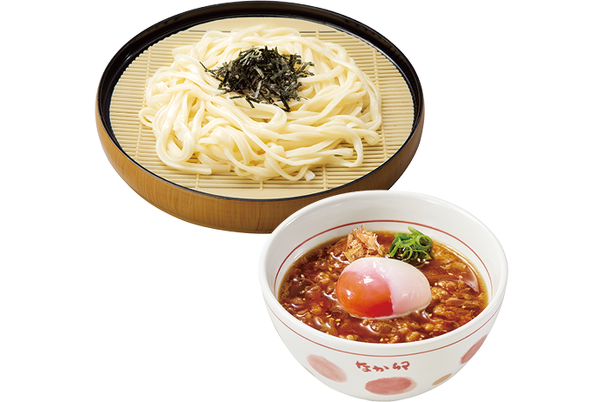 月見温たま旨辛牛肉つけうどん