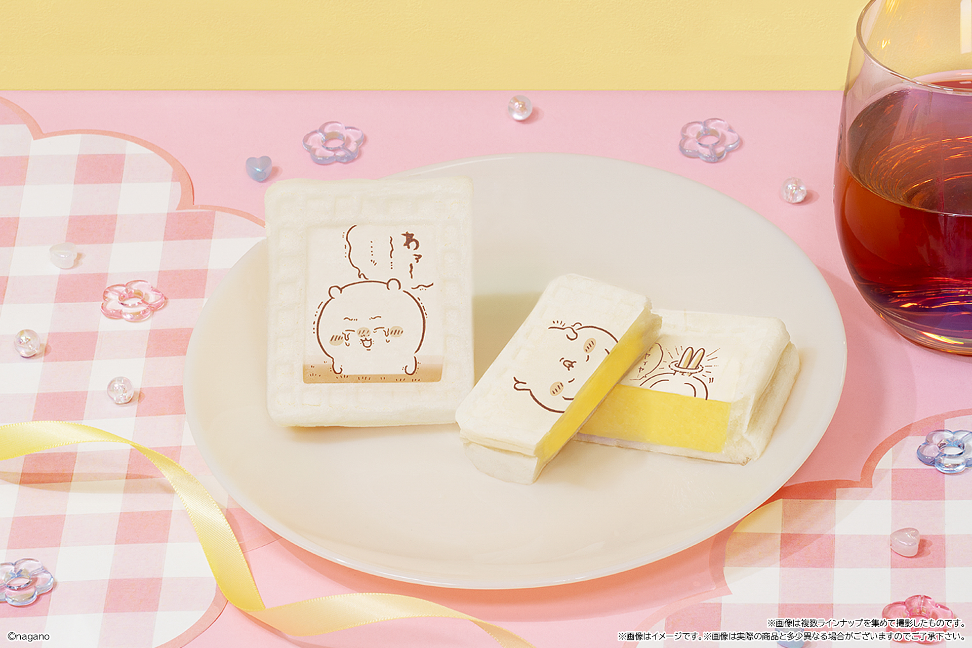 カスタード味のクリームを包んだワッフル