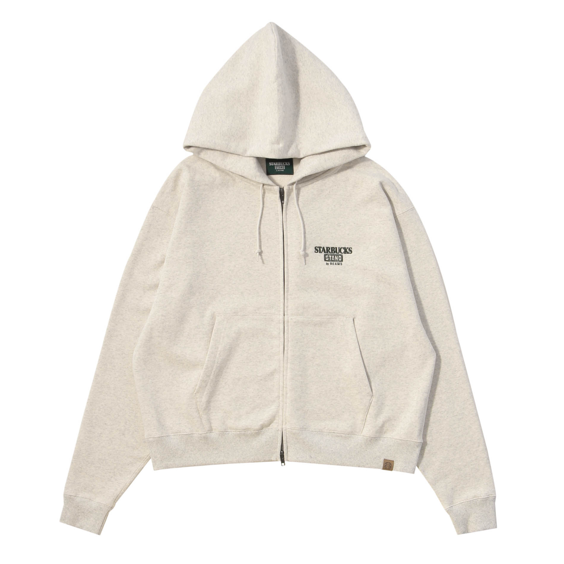 STARBUCKS STAND by BEAMS LOGO ジップ フーディ オートミール・グリーン・ブラウン