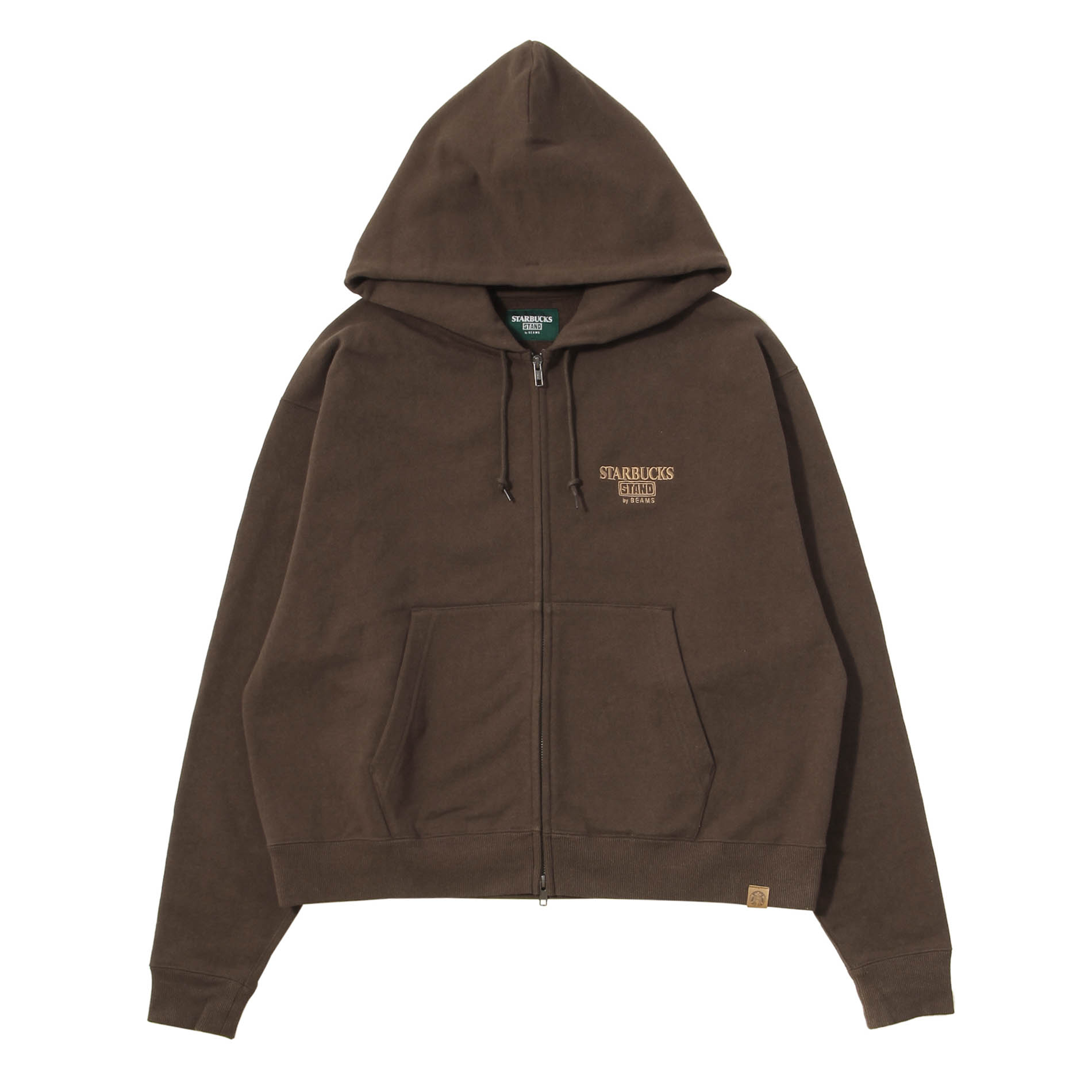 STARBUCKS STAND by BEAMS LOGO ジップ フーディ オートミール・グリーン・ブラウン