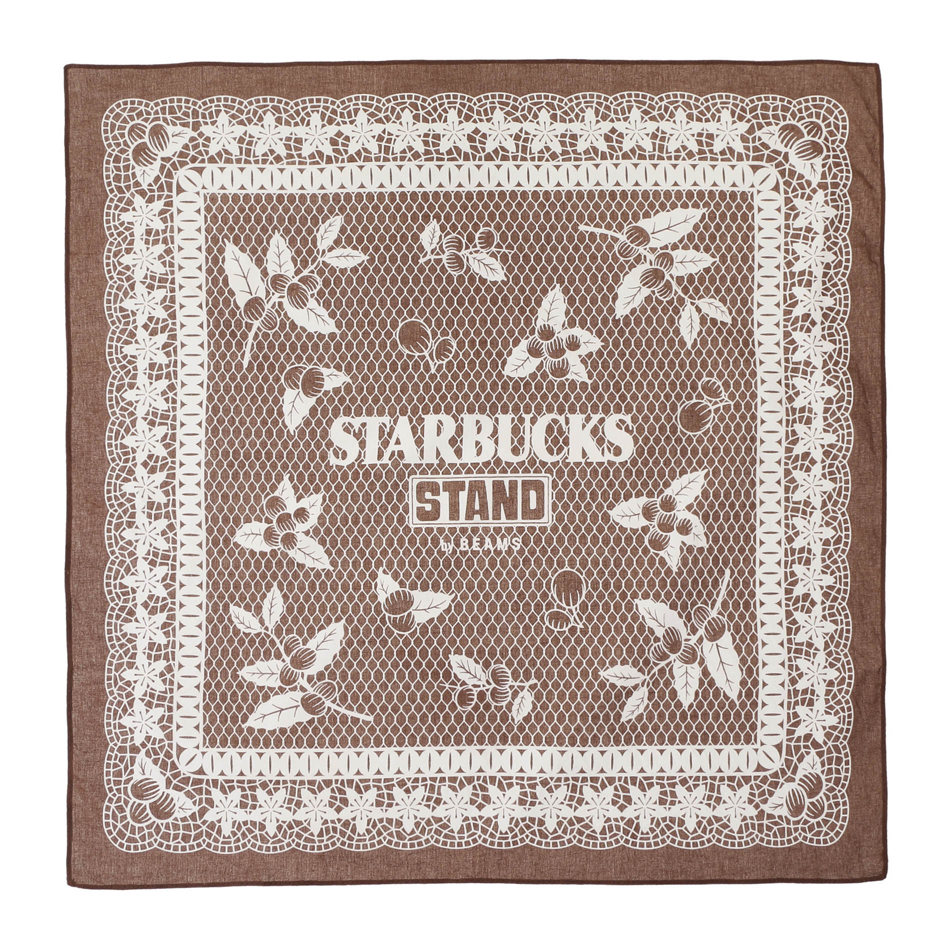 STARBUCKS STAND by BEAMS コーヒーチェリー バンダナ ブラウン/ネイビー