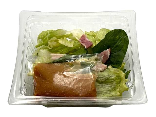 「レタスとほうれん草のサラダ すりおろし野菜ドレッシング付き」（318円・税別）