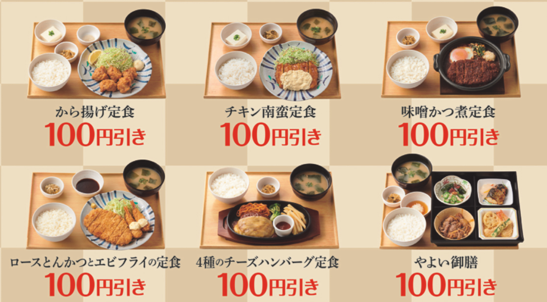 「なんどもパス」対象の人気6定食