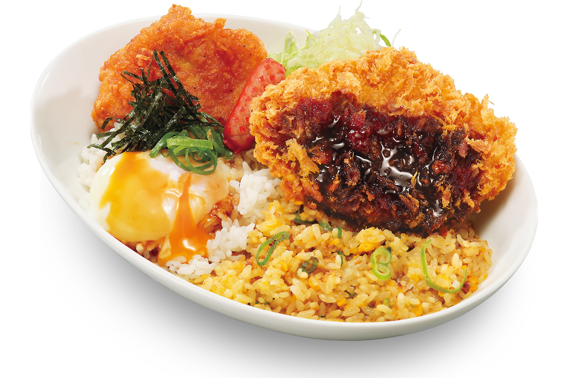 チャーハンとテリたま混ぜご飯の欲張り飯