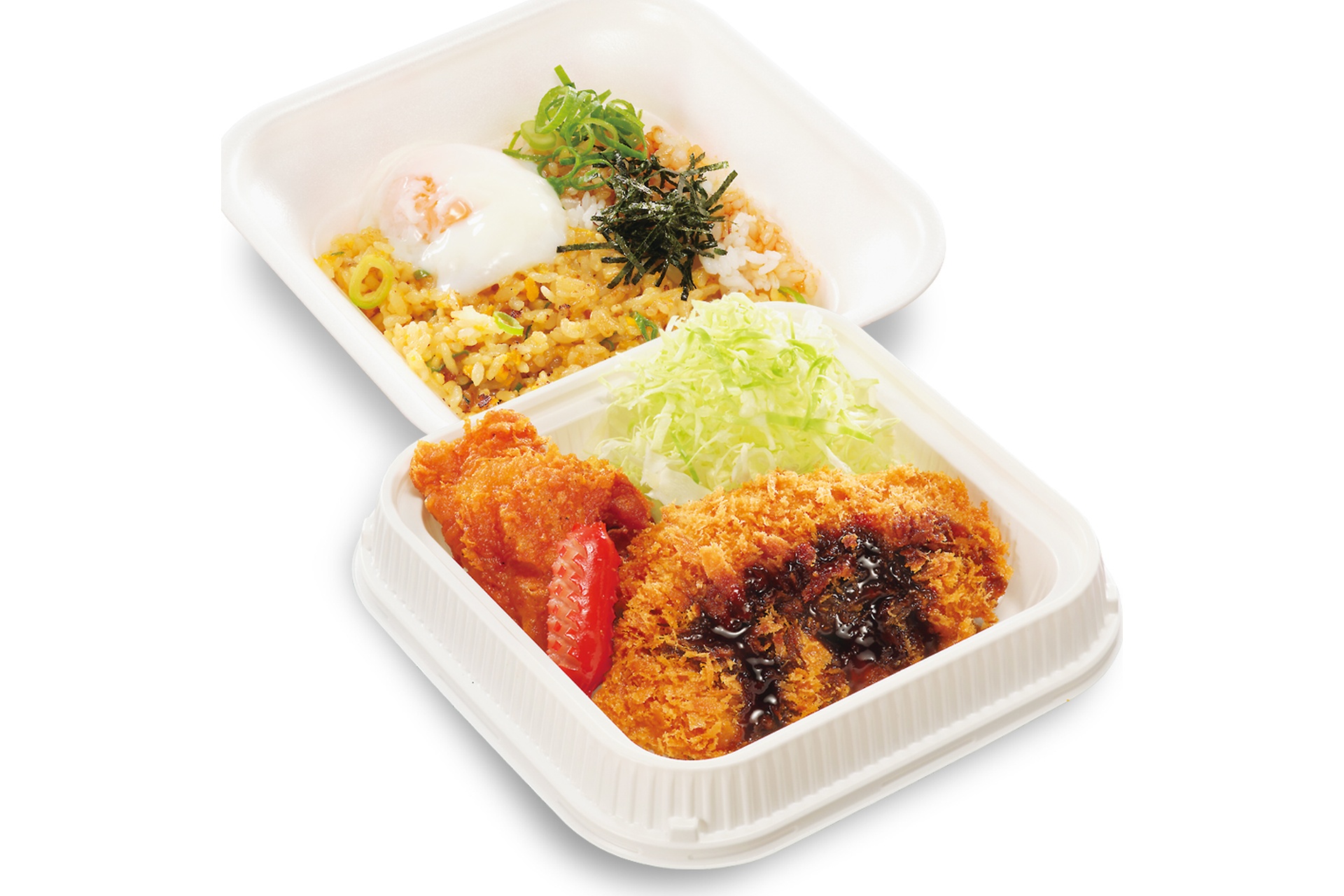 ［テイクアウト］チャーハンとテリたま混ぜご飯の欲張り飯