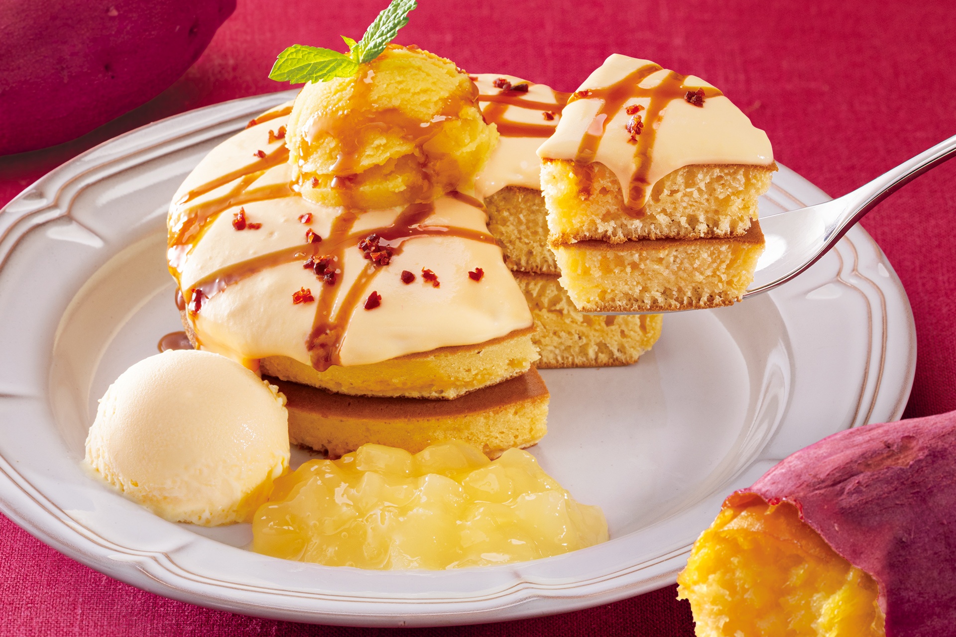 キャラメル薫る スイートポテトホットケーキ