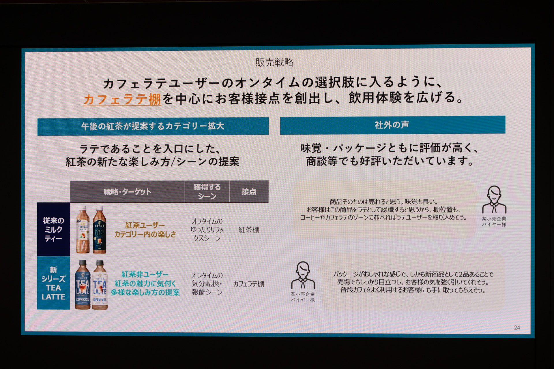 従来のミルクティーとは異なる接点を用意する